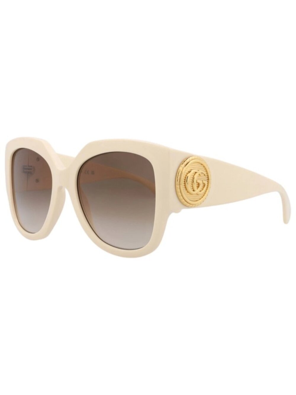 New Gucci Women's Sunglasses Square Rectangle Recycled Acetate Frame Ivory Ivory